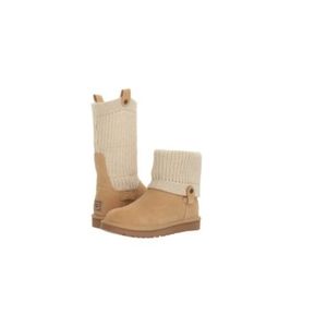 Ugg  Saela Rib Knit Cuff Boot Cream Driftwood  Women's Boots